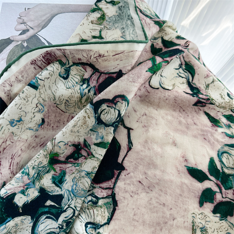 Luxury 135x135cm Silk Wool Sca - Shawl Wrap Winter ulasan dan harga