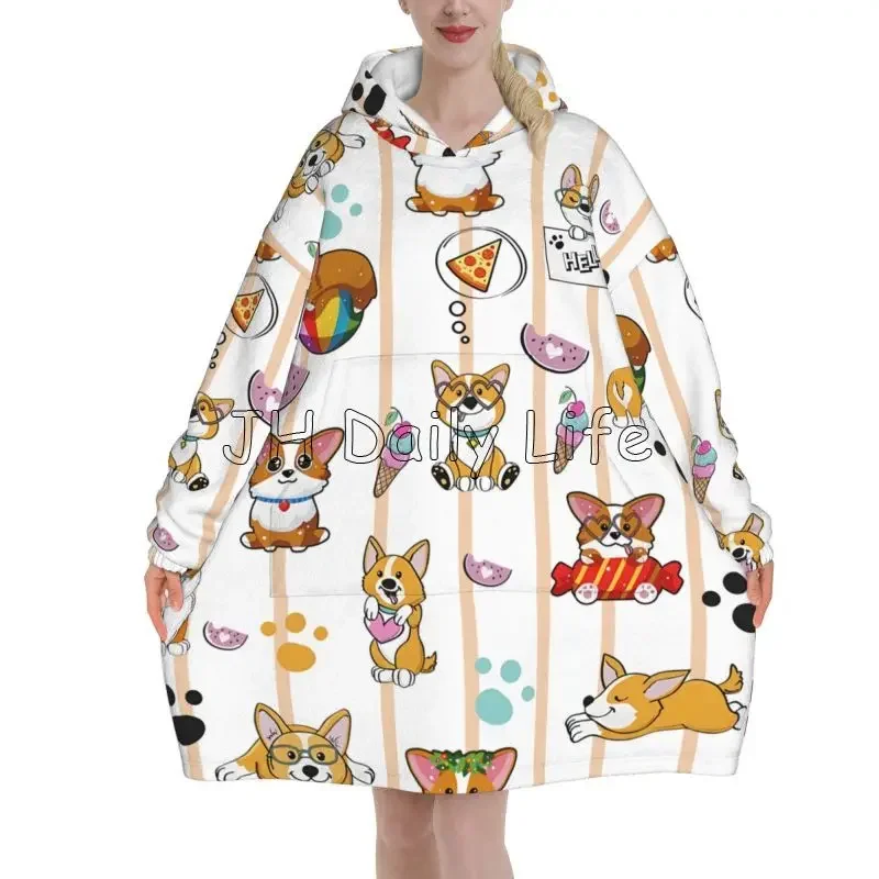 Cute Corgi Dog Wearable Hoodie - Sherpa Hoodie Fleece ulasan dan harga