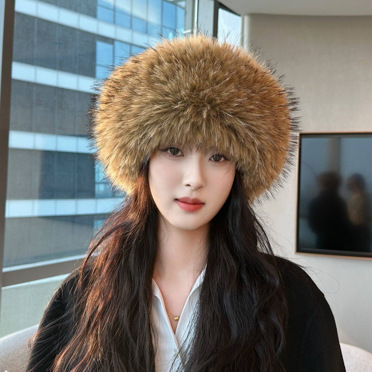 Soft Plush Faux Fox Fur Circle - Knit Beanie Hat Warm ulasan dan harga