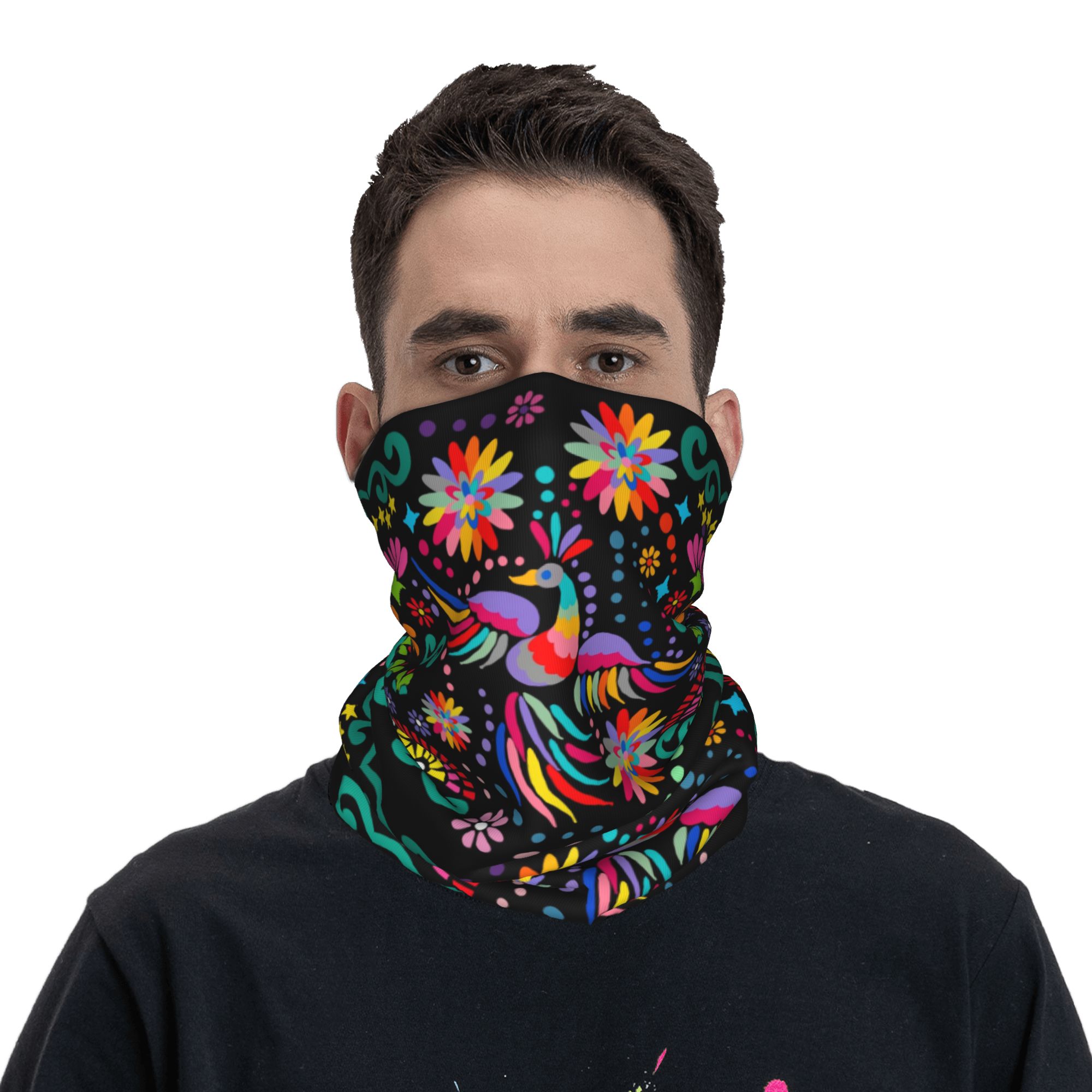 Custom Mexican Floral Flower T - Neck Gaiter Fleece ulasan dan harga
