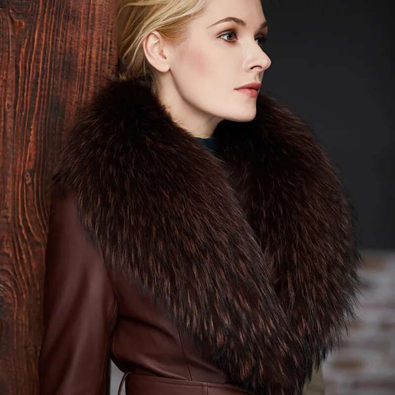 Raccoon Fur Collar Female Wint - Shawl Wrap Winter ulasan dan harga