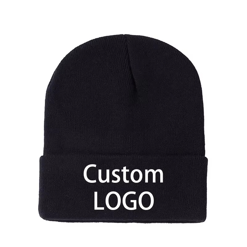 Custom Printed Logo Knitted Ha - Knit Beanie Hat Warm ulasan dan harga